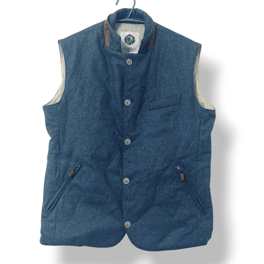 Angelo Nardelli Vest Blue Wool Blend Button Front Quilted Italian Luxury Men L